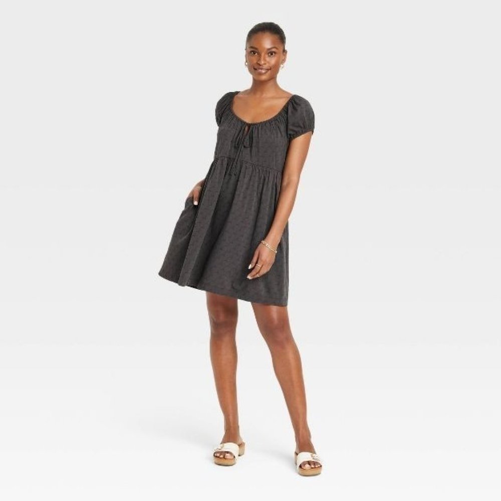 Universal Thread Womans Dress Large Mini Short Sleeve Gray Scoop Neck Summer New - Picture 10 of 10